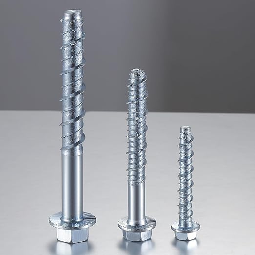 1/2" x 4" Zinc Plated Large Diameter Concrete Screw Actual Thickness 9/16"(14mm) for Anchoring to Masonry, Brick or Block (30 pcs)