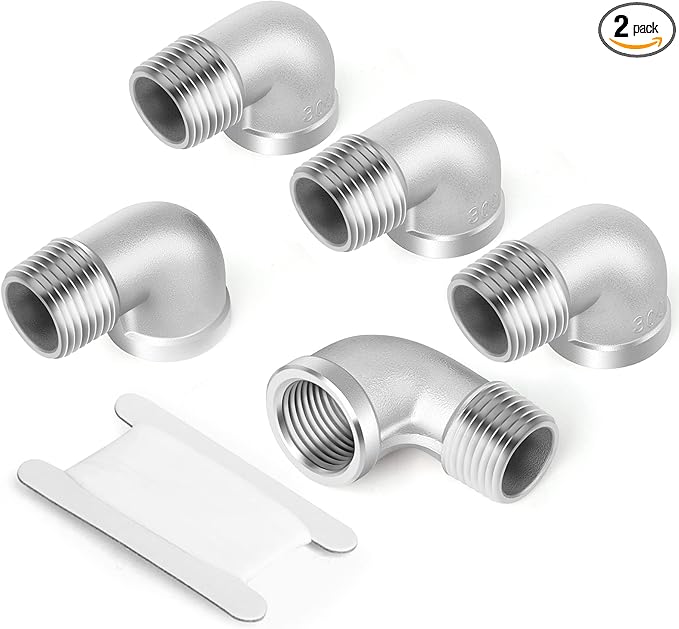 TAISHER 2PCS 304 Stainless Steel 90 Degree elbow,1/2 Inch NPT Male Pipe to 1/2 Inch NPT Female 304 Stainless Pipe Fitting