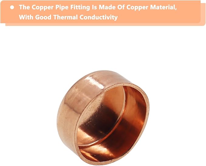 Copper Pipe Cap,TTZEZE Copper End Cap,Certified Safe Pressure Copper Cap Plug,Solid Sweat Solder Connection,Pure Copper Plumbing Cap for Plumbing HVAC Air Conditioner 16mm/0.63'' 10PCS