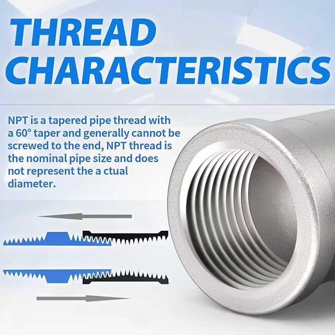 ChillWaves 304 Stainless Steel Pipe Fitting, Tee 1" x 1" x 1" NPT Female Thread Adapter(2-PACK)