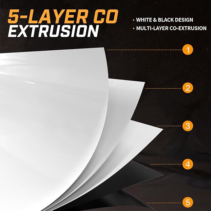 Crawl Space Vapor Barrier, 10 Mil Vapor Barriers, 10' x 25', Drop Cloth Vapor Barrier Covering for Crawl Space Encapsulation, Heavy Duty Polyethylene Plastic Sheeting, Black and White Panda Film