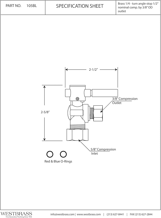 Westbrass R105BL-2-07 1/4-Turn Lever Handle Angle Stop Shut Off Valve, 5/8" OD x 3/8" OD, Satin Nickel (2-Pack)