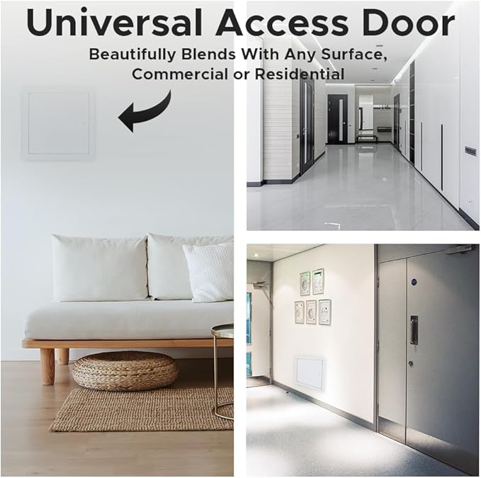 Best 6" x 6" Universal Access Panel – Flush Steel Door with Exposed Flange for Walls or Ceilings, 16-Gauge Cold Rolled Steel Frame, Screwdriver Cam Latch, White Powder-Coat Primer Finish, BA-UAP