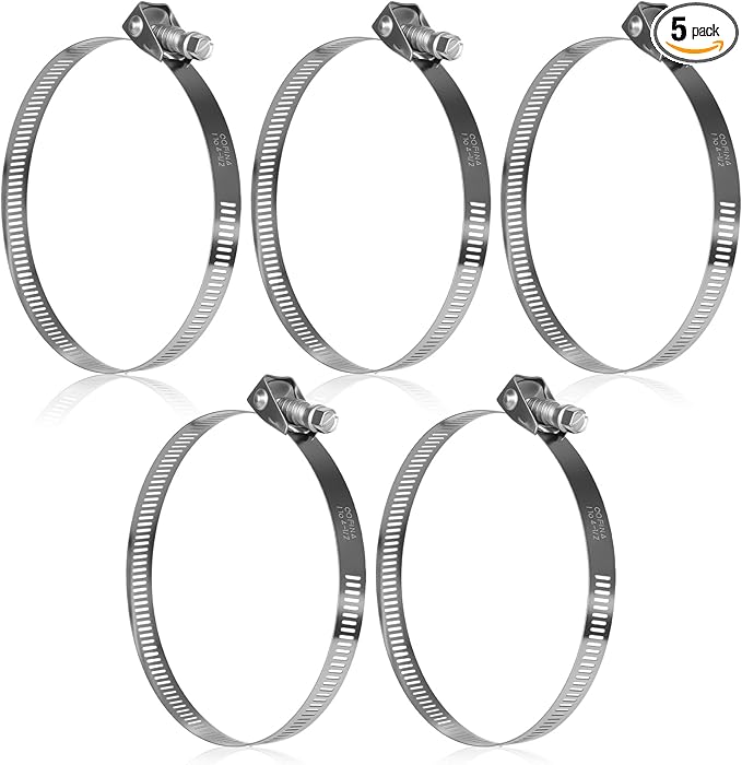 5PCS Heavy Duty Quick Release Hose Clamps,1"-4 1/2"(25-114mm) Stainless Steel Adjustment Range Large Quick Installation Worm Gear Clamps for Garden,Fuel Line,Pool,Automotive,Mechanical,Home
