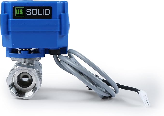 U.S. Solid Water Leak Detector - Water Alarm Leak Detect System with 3/4” Automatic Shut-Off Stainless Steel Motorized Ball Valve, Controller and 3 Sensors and Sound Alarm