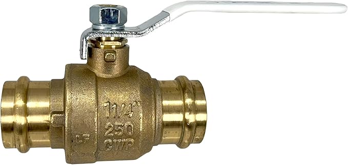 [2-Pack] PROCURU 1-1/4 Inch (1.25") Press Copper Ball Valve, Heavy Duty Brass Body, Full Port, LF Certified Safe (3BP125-2P)