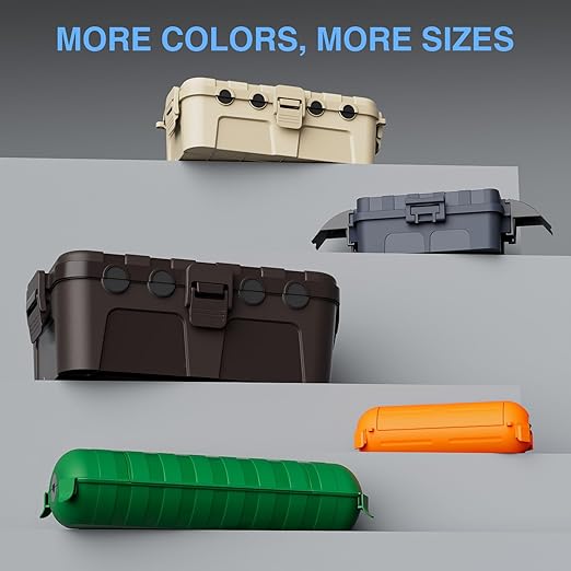 Flemoon Medium Outdoor Electrical Box (11.5x5.2x4 inch), IP54 Waterproof Extension Cord Cover w/6 Cable Entry Ports, Weatherproof Connection Box for Power Strip, Timer, Holiday Lights, Almond