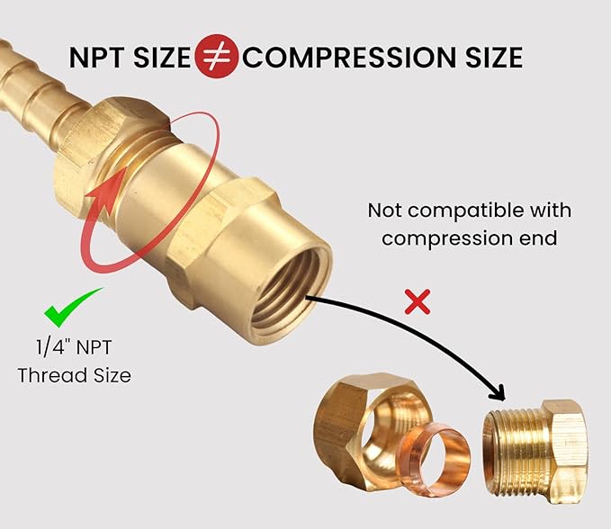 Brass Coupling 1/4 Inch NPT Female x 1/4 Inch NPT Female, Hex Head Pipe Fitting, FNPT to FNPT Compressor Connector, Air Hose Adapter Brass Fittings, 0.5" ID × 0.5" ID, Pack of 2