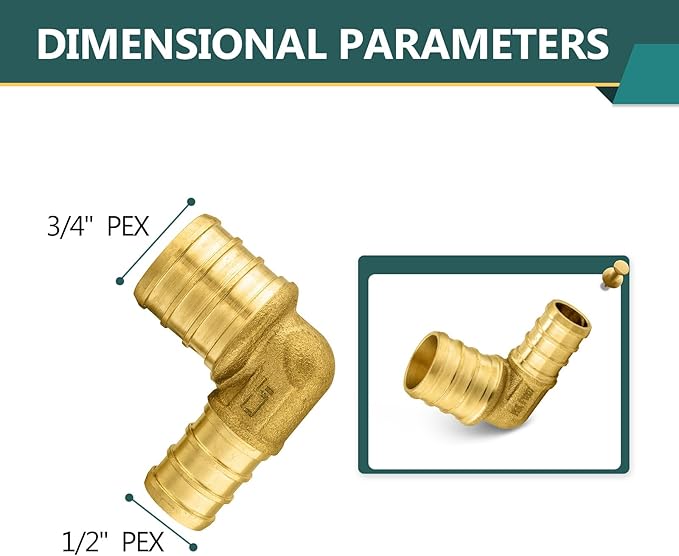 10-Pack PEX Fittings Niikappu 1/2"x3/4" Pex Elbow, Brass Crimp Pipe Fittings for PEX Pipes, ASTM F1807