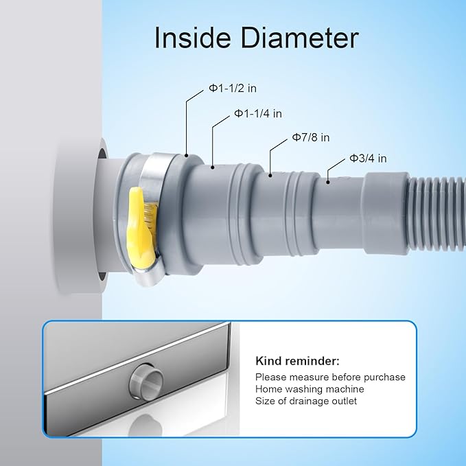 Washer Drain Hose, 8Feet Flexible Washing Machine Drain Hose Universal Dishwasher Hose Extension Kits Corrugated Washer Hoses W/ 1 Hose 4 Clamps 1 U-Bend Holder