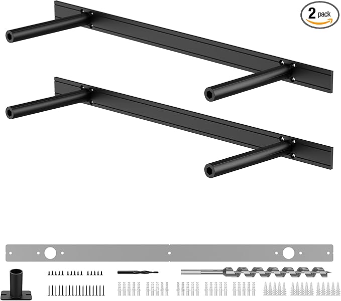 Floating Shelf Bracket Heavy Duty Shelving Brackets,Decorative Floating Shelf Hardware Black,Hidden Metal Shelf Support Bracket(22X8X1.2-Starter Jig)