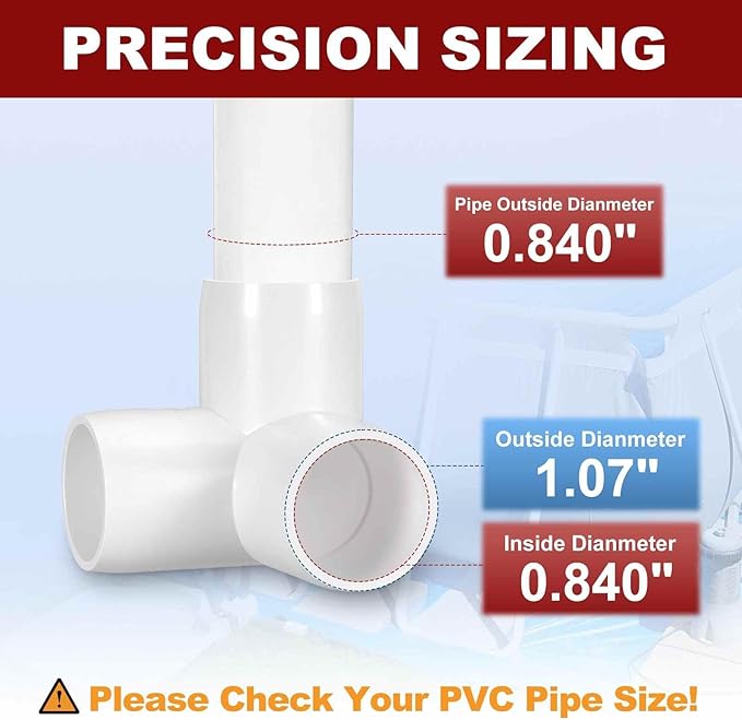 10Pcs 1/2" Elbow PVC Fitting, SCH40 3-Way Tee Furniture Grade PVC Pipe Fitting, DIY Corner Elbow Connector for Building Furniture, Greenhouse Frame Connection, Socket x Socket