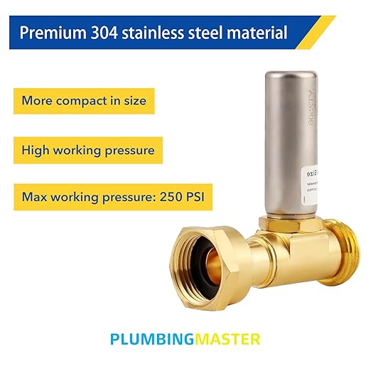 Straight Water Hammer Arrestor for Washing Machine, 3/4 Inch Swivel FHT X 3/4 Inch MHT Stainless Steel Chamber and Washers, Absorb Shock and Reduce Noise (10pcs)