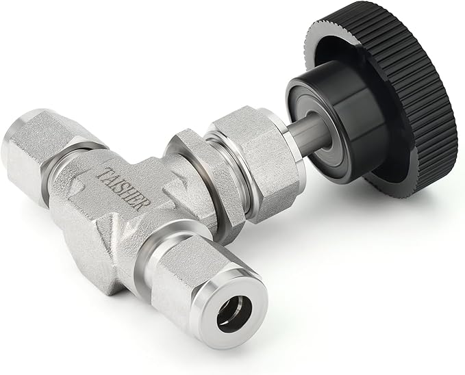 TAISHER 1PCS 316 Stainless Steel Compression Tube Straight Needle Valve 1/8" Tube OD x 1/8" Tube OD For Flow Control Water Gas Oil