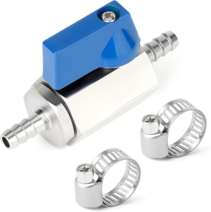 TAISHER 2PCS 304 Stainless Steel 1/4" Mini Ball Valve Shut Off Switch, 1/4” Hose Barb with 4PCS Hose Clamps