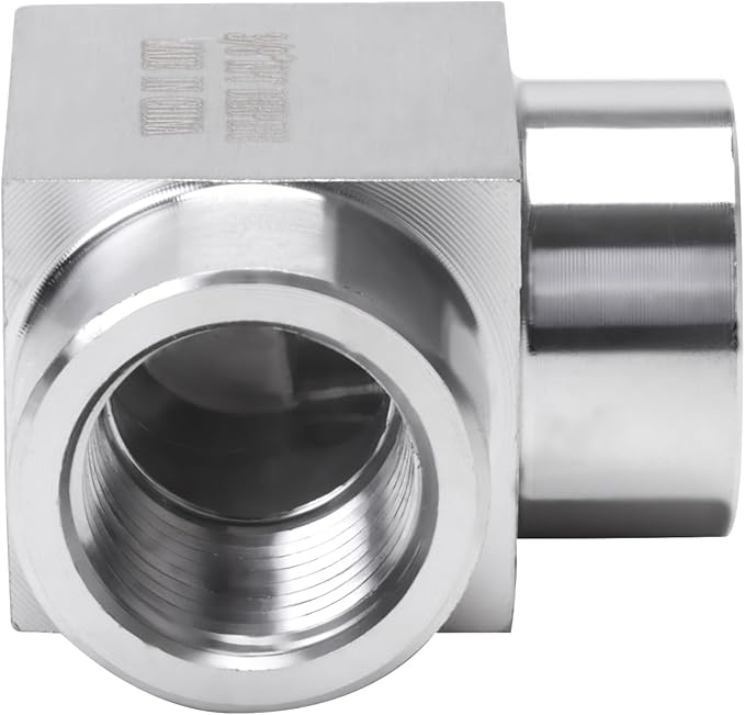 90 Degree Street Elbow - 3/8" NPT Female to 3/8" NPT Female Stainless Steel 304 Heavy Duty Forged Square Barstock Street Elbow Adapter Pipe Fitting (pack of 2)