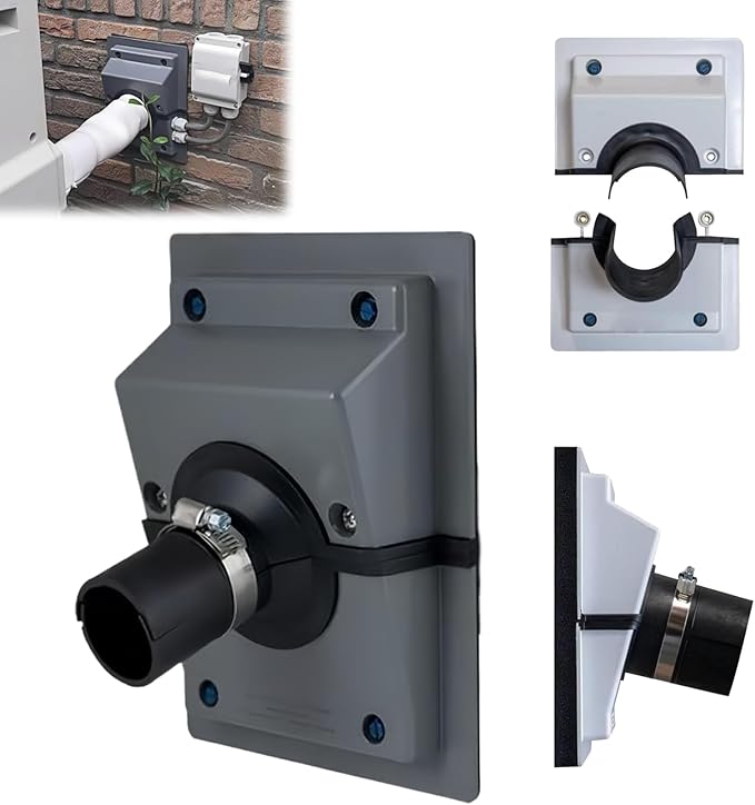 HVAC Wall Penetration & Line-Set Cover Kit, Easy-Install Wall Sleeve for Mini Splits & AC Systems, Weatherproof Universal Fit (Black Sealing Plate, S（Pipe 4.5 CM）)