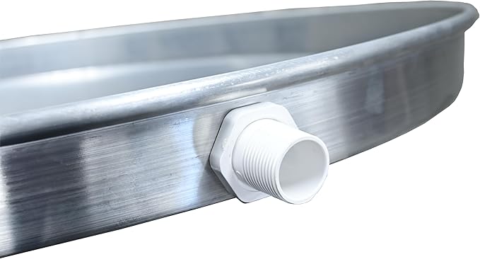 Commercial Water Heater Pan 36 Inch Aluminum 36 x 2.3 Inch with Side Drain Water Damage Prevention No Leaks High Quality Smitty Pan Made In USA