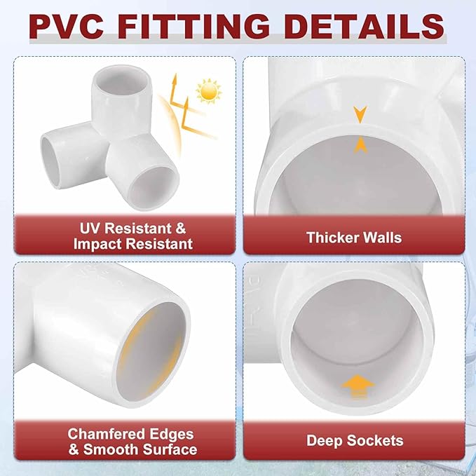 30Pcs 1/2" Elbow PVC Fitting, SCH40 3-Way Tee Furniture Grade PVC Pipe Fitting, DIY Corner Elbow Connector for Building Furniture, Greenhouse Frame Connection, Socket x Socket