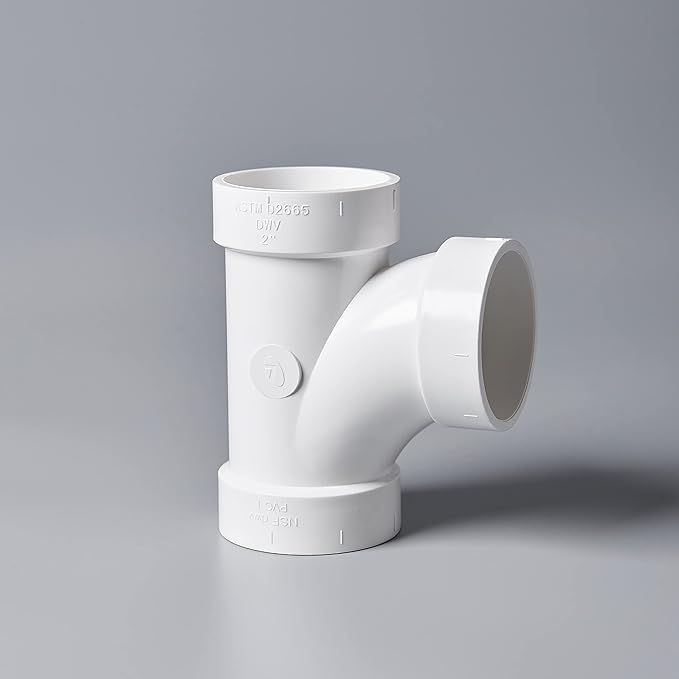 Rainbow Dream 2 Inch DWV PVC Tee Pipe Fitting Adapter - 2 pcs, White