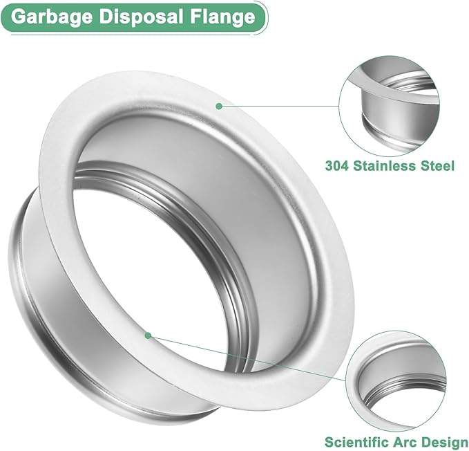 1-Pack Garbage Disposal Sink Flange, Kitchen Sink Replacement Accessories, Garbage Disposal Parts, Universal Flange Fit for 3-1/2 Inch Standard Sink Drain Hole [Silvery White]
