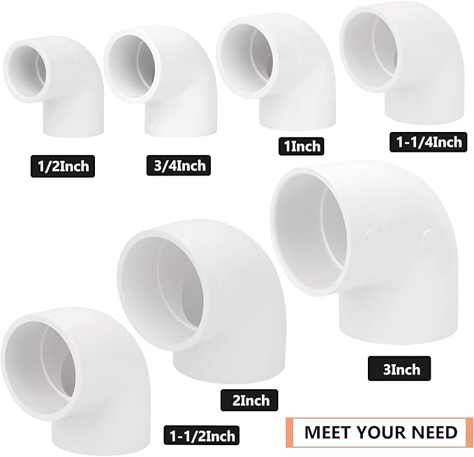 20 Pack 1" 90 Degree Elbow Pipe Fittings 2 Way Right Angle PVC Pipe Fitting, Furniture Build Grade SCH40 (Socket x Socket) 1" PVC Fitting Connectors for DIY PVC Shelf Garden Support Structure