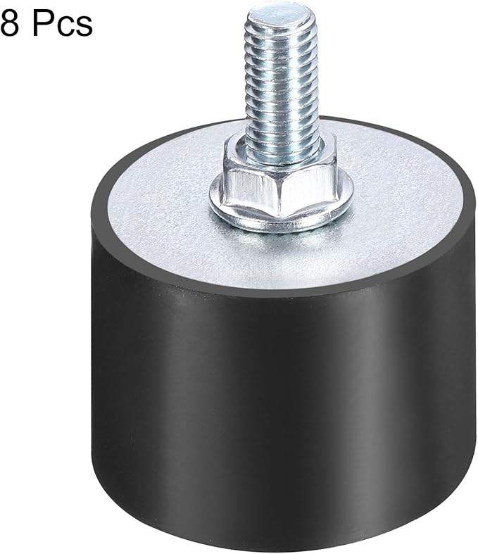 uxcell 4pcs M8x23mm Rubber Isolator Mounts with Studs 40x30mm Male Female Vibration Shock Absorber Zinc Plated Cylindrical Thread Mounts Anti Vibration Isolators with 4pcs M8 Lock Nuts