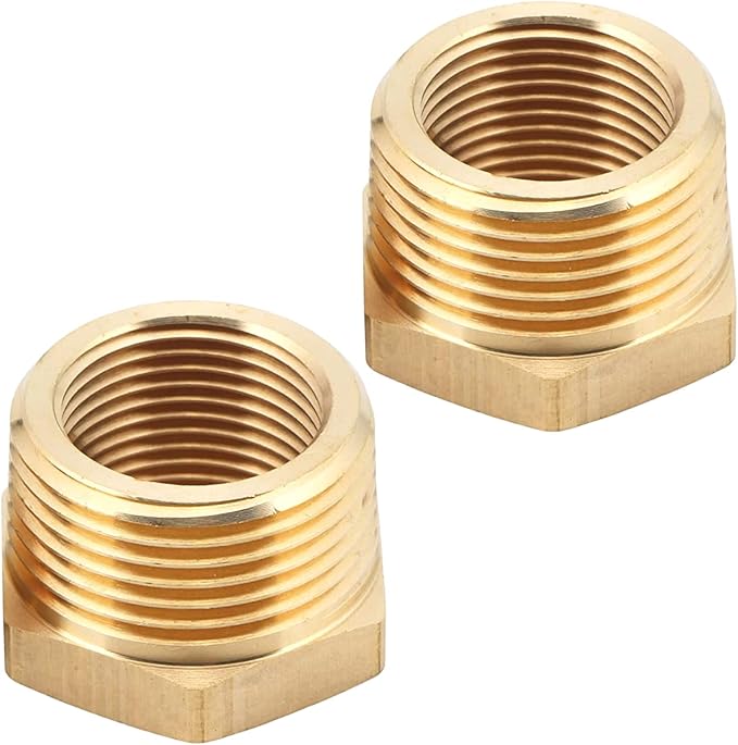 2pcs 1" NPT Male x 3/4" NPT Female Brass Reducer Hex Bushing Threaded Fitting Adapter by CX WONDERLAND