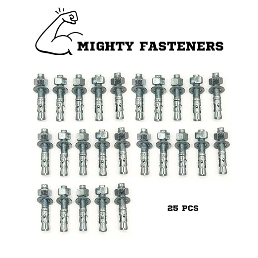 Zinc-Plated Steel Wedge Anchors, 3/4" X 4-1/4" - Heavy-Duty Mounting Bolts for Concrete - 25 Pack