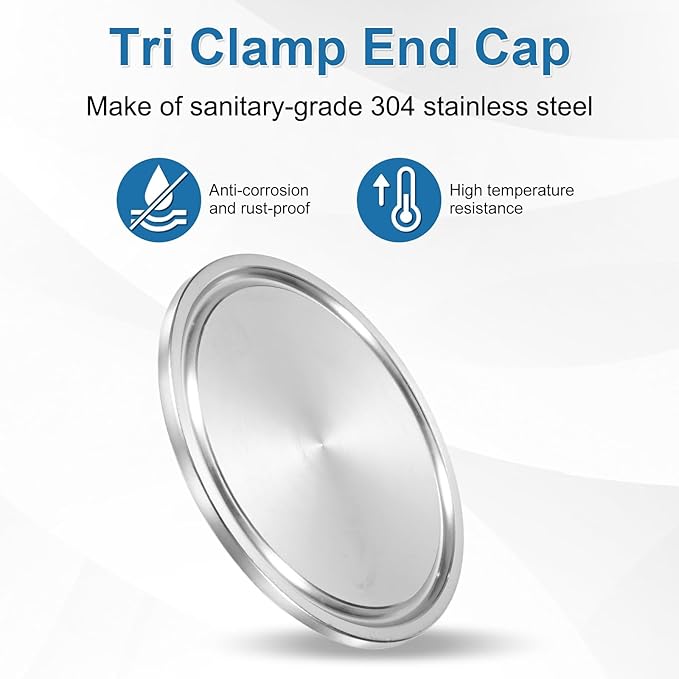 uxcell Stainless Steel Sanitary Fitting Clamp End Cap 2-1/2" (64mm) Solid Tube End Cap with Silicone Gasket for Food Beverage Cosmetics Factory Pipes