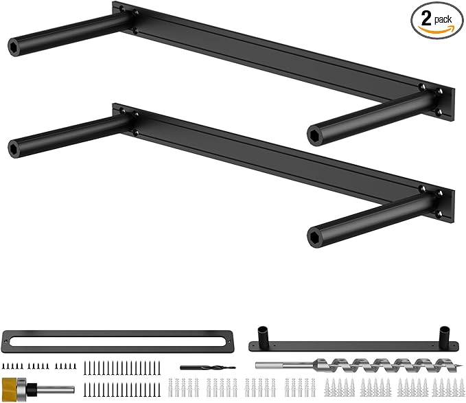 Floating Shelf Bracket Heavy Duty Shelving Brackets,Decorative Floating Shelf Hardware Black,Hidden Metal Shelf Support Bracket(18X6X1.2-Metal Jig)