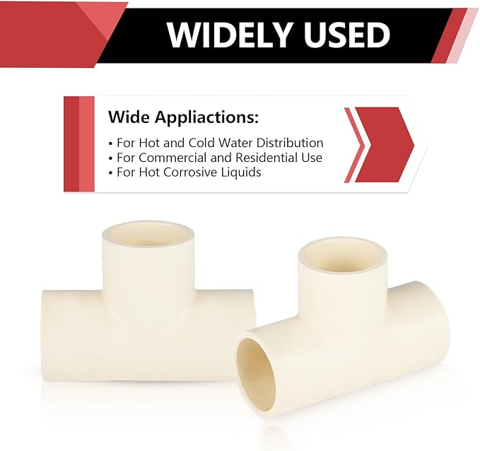 30-PACK EFIELD CPVC Tee Fittings,1" CPVC-CTS Slip Tee for Hot and Cold Water Pressure Distribution Systems,(CPVC022-30PCS)