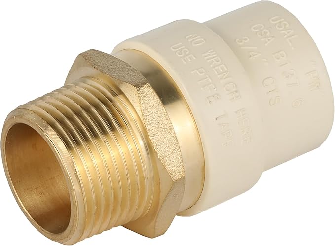 (Pack of 100) EFIELD 3/4"CPVC X 3/4"Male Thread NPT Transition Coupling,Brass Adapter Pipe Fitting (Male NPT x CPVC),(CPVC056-5-100PCS)