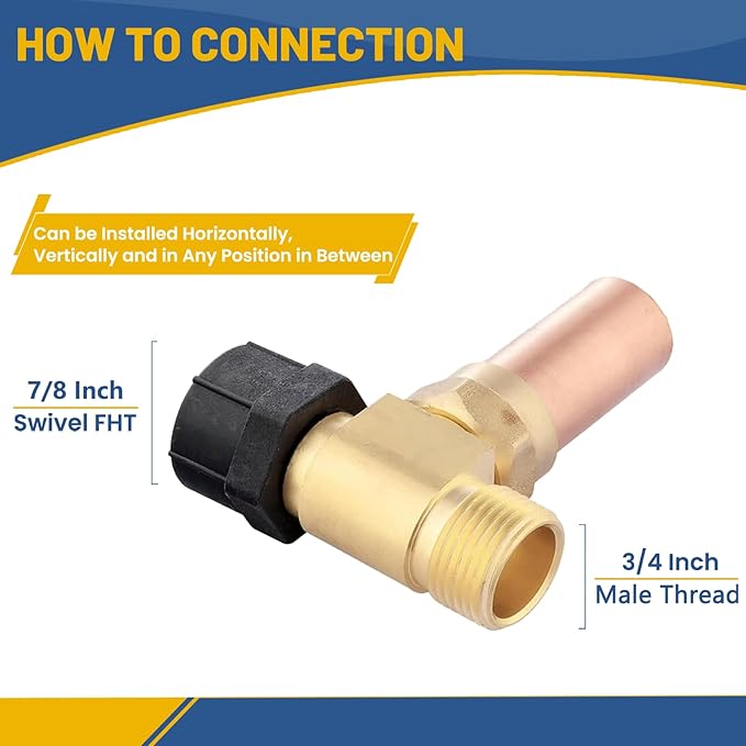 Water Hammer Arrestor,7/8" Female Swivel Ballcock Nut X 3/4" Male Thread Copper Water Arrestor for Toilet Connection(2PACK,Copper Arrestor)(HAMMER024-2Pack)