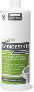 Unique RV Digest-It+, Extra-Strength RV Toilet Treatment - Liquifies Waste and All Brands of Toilet Paper - Odor Eliminator (32 oz)