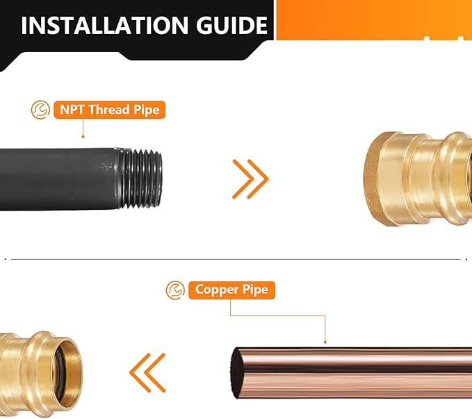 5-Pack HeSun Copper Press Fitting Adapter,3/4" Press X 3/4" Female NPT Adapter, LF Brass(PEX1807356-5)