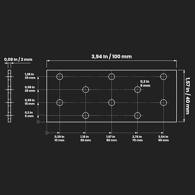 Repa Market 6-Pack 3.93 x 1.57 Inch Flat Brackets for Wood with Holes / Heavy Duty Steel Plate for Wood and Metal / Straight Flat Bracket Connector / Mounting Plate for Construction & DIY Projects