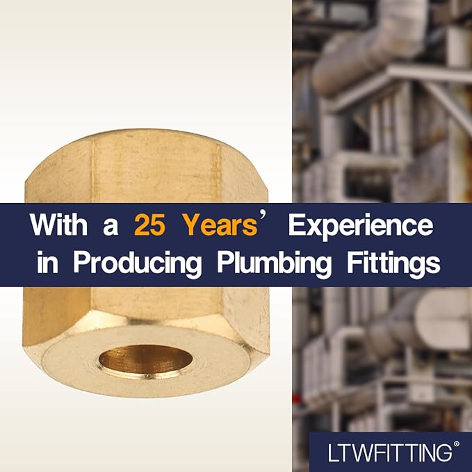 LTWFITTING 3/16-Inch Brass Compression Nut,Brass Compression Fitting(Pack of 150)