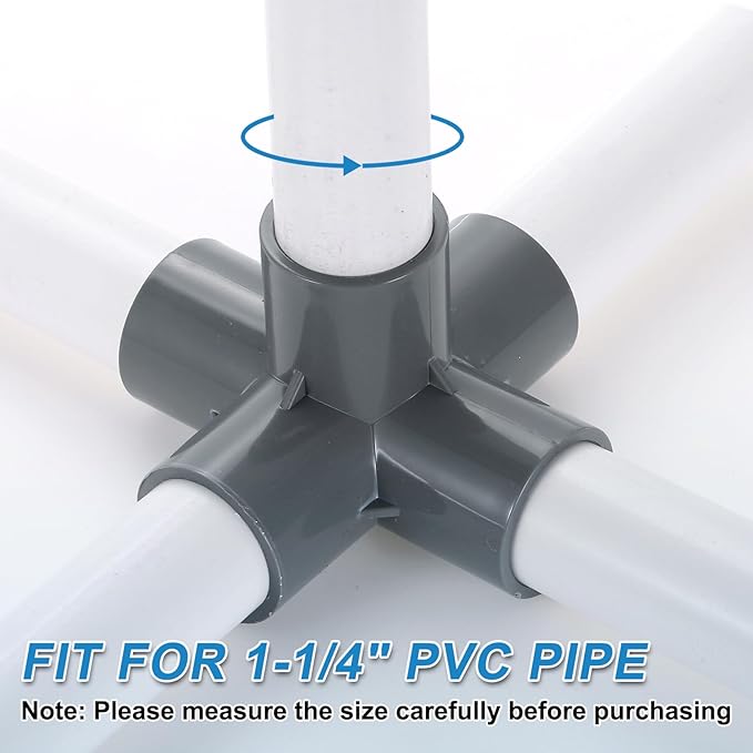 uxcell 1-1/4" PVC Fittings, 4 Pcs 5 Way Elbow Connector Elbow PVC Furniture Fittings Corner Fitting for Water Supplies PVC Furniture DIY Shelf Greenhouse Tent Connection, Grey