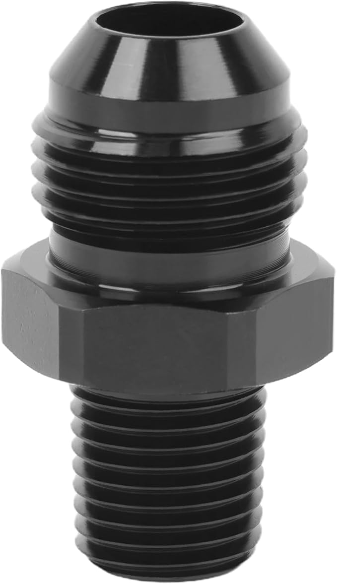EVIL ENERGY 8AN Male Flare to 1/4" NPT Pipe Fitting Adapter Straight Aluminum Black