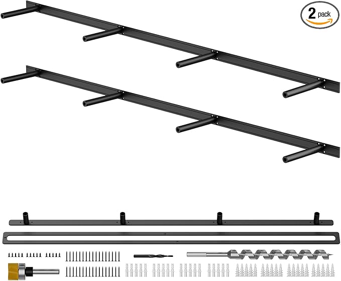 Floating Shelf Bracket Heavy Duty Shelving Brackets,Decorative Floating Shelf Hardware Black,Hidden Metal Shelf Support Bracket(53X8X1.2-Metal Jig)