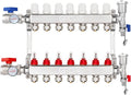 8 Branch Floor Radiant Heating Manifold PEX Tube Heating Hydronic Manifolds Stainless Steel Radiant Heat Pex Manifold Set for 1/2" Adapter
