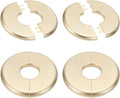PATIKIL Wall Split Flange 85mm / 3.3" OD, 4 Pcs Round Escutcheon Plate Cover PPR Plumbing Cover Plates with Self-Adhesive Tape for 26.5mm / 1" Dia Water Pipe Faucet, Gold