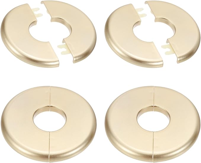 PATIKIL Wall Split Flange 85mm / 3.3" OD, 4 Pcs Round Escutcheon Plate Cover PPR Plumbing Cover Plates with Self-Adhesive Tape for 26.5mm / 1" Dia Water Pipe Faucet, Gold