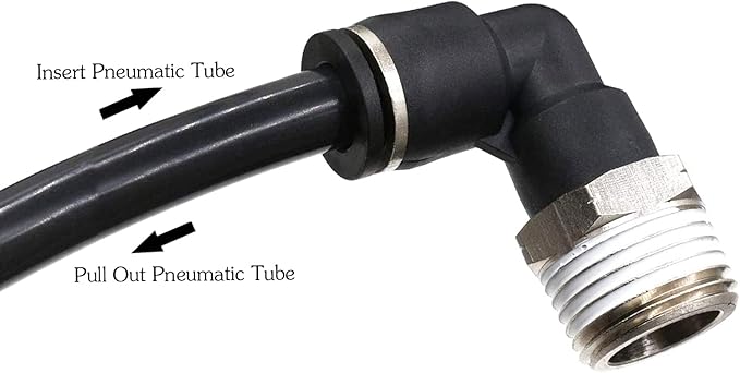 CEKER 5/32" Elbow Male Push Fittings, 90 Degree, 5 Pack, 5/32" Od x 1/8" NPT, Plastic & Stainless Steel, Push to Connect Airline Fittings