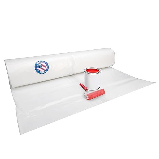 Plastic Sheeting 6 mil, 20' x 50' (1000 sq. ft.) - Thick Semi-Clear LDPE Plastic Sheeting Heavy Duty for Construction and Painting - Plastic Sheeting for Drop Cloth - Roll of Plastic by IDL Packaging