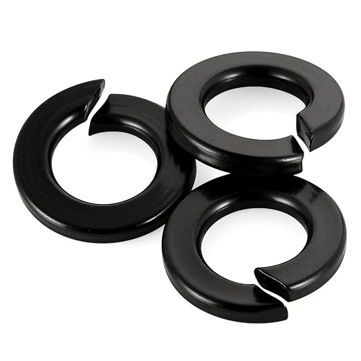 M5 Black Spring Lock Washer, 304 Stainless Steel, Black Coating Split Lock Washer Elastic Gasket, for Screw Fasteners, 50 PCS