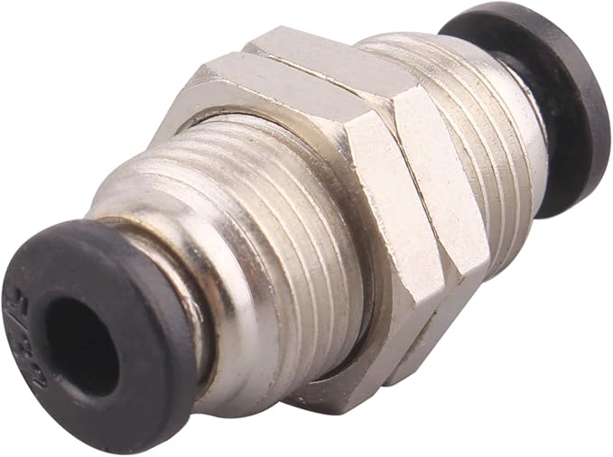 Bulkhead Union Push to Connect Tube Fitting 5/32 Inch Tube OD Double Threaded (10 Packs)