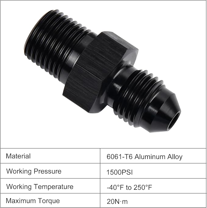 EVIL ENERGY 4AN Male Flare to 1/8" NPT Pipe Fitting Adapter Aluminum Straight Black