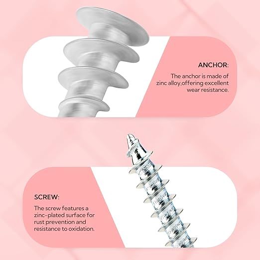 100pcs Drywall Anchors, Zinc Self-Drilling Anchor and Screw with Cross Groove Drill Bit, Fasteners Wall Anchors